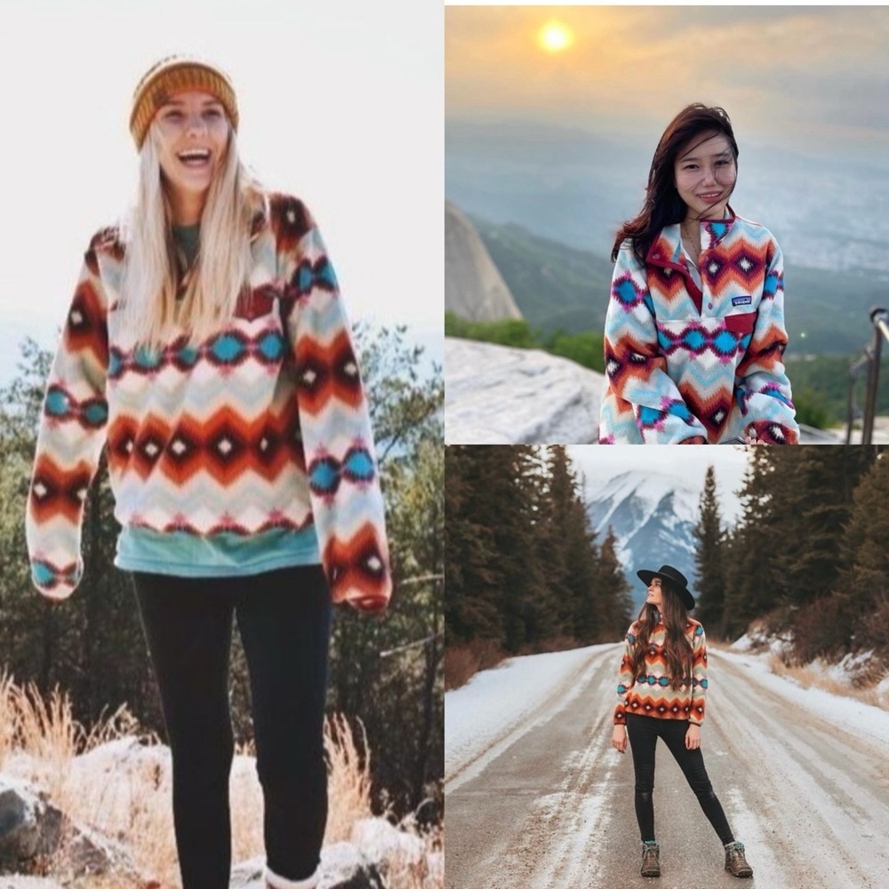 Patagonia Synchilla Snap T Fleece Timber Twist Aztec Pullover Cinder Red Sz M - Picture 14 of 17